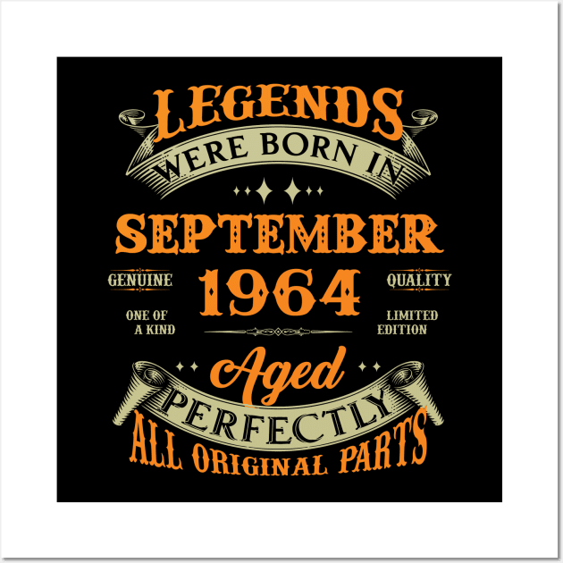 Legends Were Born In September 1964 60 Years Old 60th Birthday Gift Wall Art by Kontjo